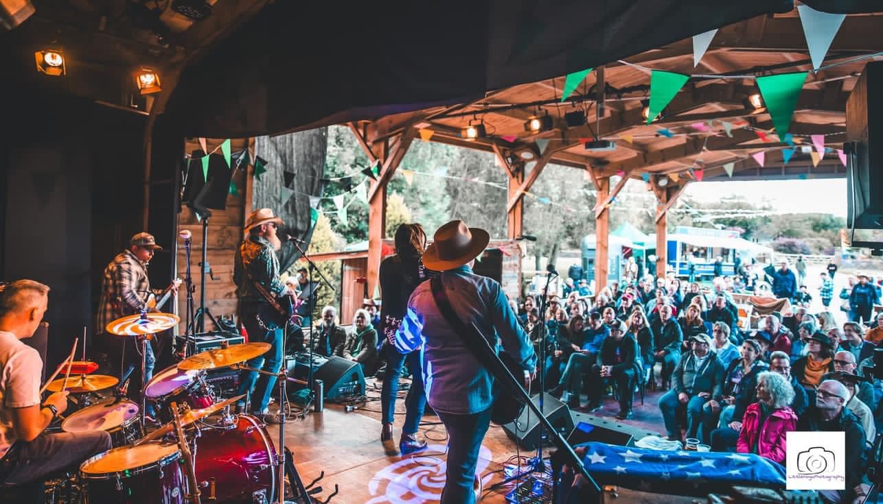 On stage at a festival